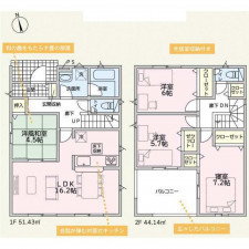 高岡市荻布新町、新築一戸建ての間取り画像です