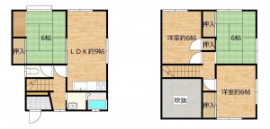 富山市城村、中古一戸建ての間取り画像です
