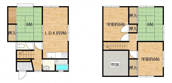 富山市城村、中古一戸建ての間取り画像です