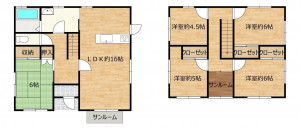 富山市田畑、中古一戸建ての間取り画像です