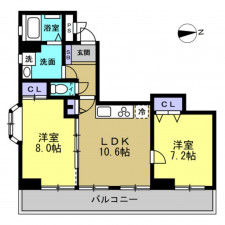 富山市蓮町、マンションの間取り画像です