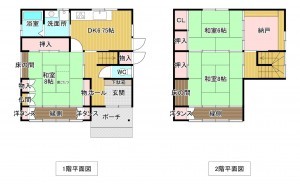 富山市安野屋町、中古一戸建ての間取り画像です