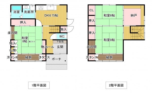 富山市安野屋町、中古一戸建ての間取り画像です