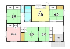 甲斐市竜王、中古一戸建ての間取り画像です