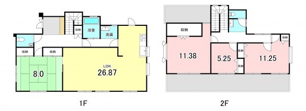 甲府市住吉、中古一戸建ての間取り画像です