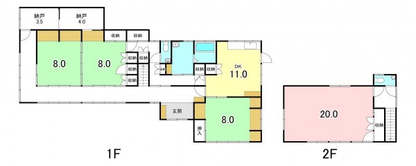 甲府市大手、中古一戸建ての間取り画像です