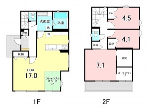 甲府市湯村、中古一戸建ての間取り画像です