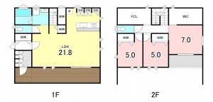 甲府市上今井町、中古一戸建ての間取り画像です