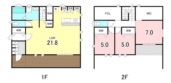 甲府市上今井町、中古一戸建ての間取り画像です