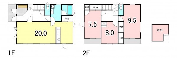 甲斐市島上条、中古一戸建ての間取り画像です