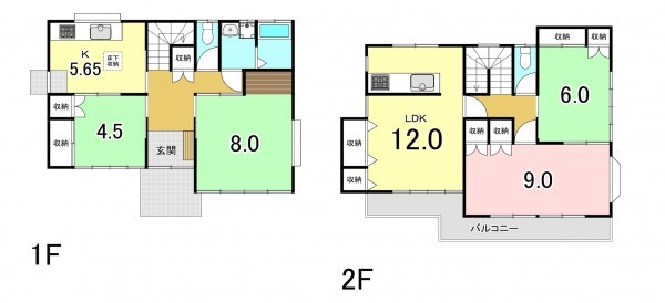 甲府市千塚、中古一戸建ての間取り画像です