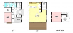 甲斐市中下条、中古一戸建ての間取り画像です