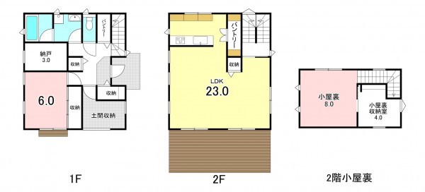 甲斐市中下条、中古一戸建ての間取り画像です