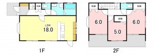 甲府市上町、中古一戸建ての間取り画像です