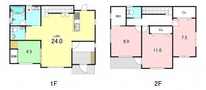 甲府市白井町、中古一戸建ての間取り画像です