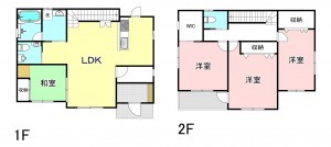 甲府市白井町、中古一戸建ての間取り画像です