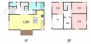 中巨摩郡昭和町河東中島、新築一戸建ての間取り画像です