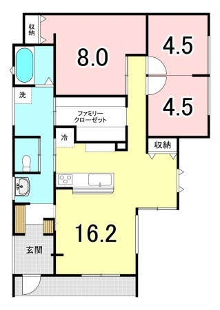 甲斐市宇津谷、新築一戸建ての間取り画像です