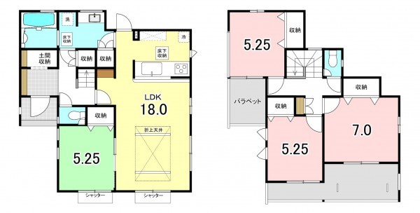 甲斐市万才、新築一戸建ての間取り画像です