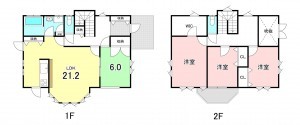 甲府市貢川、中古一戸建ての間取り画像です