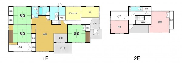 甲斐市篠原、中古一戸建ての間取り画像です