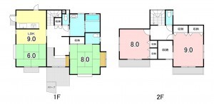 甲府市大里町、中古一戸建ての間取り画像です