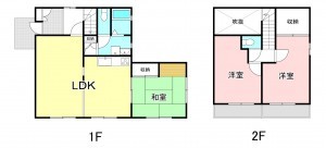 甲府市堀之内町、中古一戸建ての間取り画像です