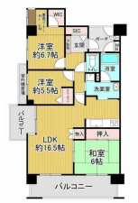 中巨摩郡昭和町西条、マンションの間取り画像です