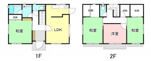 南アルプス市上今諏訪、中古一戸建ての間取り画像です