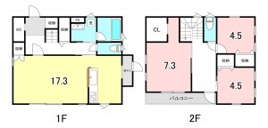 甲府市大里町、中古一戸建ての間取り画像です