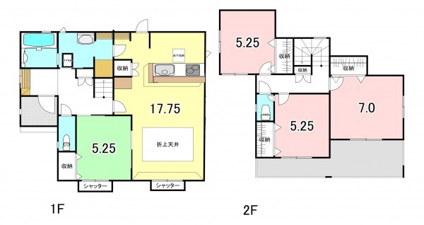 甲府市里吉、新築一戸建ての間取り画像です