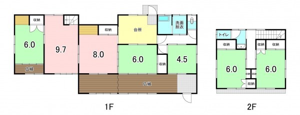 甲府市山宮町、中古一戸建ての間取り画像です