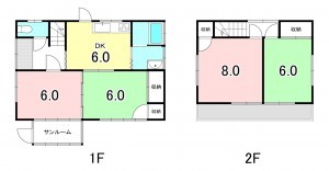 甲府市羽黒町、中古一戸建ての間取り画像です