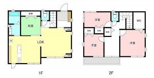 甲府市上今井町、中古一戸建ての間取り画像です