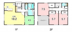 甲斐市篠原、新築一戸建ての間取り画像です