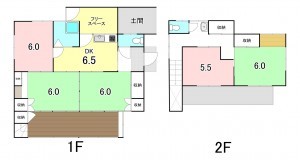 甲府市里吉、中古一戸建ての間取り画像です