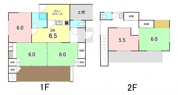 甲府市里吉、中古一戸建ての間取り画像です