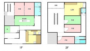 甲斐市中下条、中古一戸建ての間取り画像です