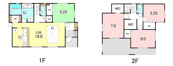 甲斐市篠原、新築一戸建ての間取り画像です