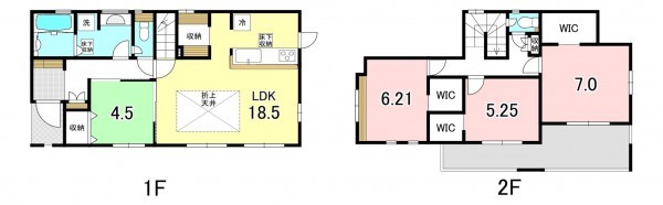 甲斐市篠原、新築一戸建ての間取り画像です
