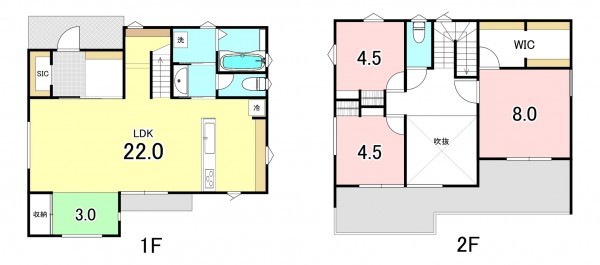甲府市国母、新築一戸建ての間取り画像です