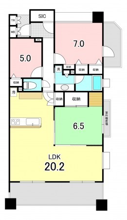 甲府市丸の内、マンションの間取り画像です