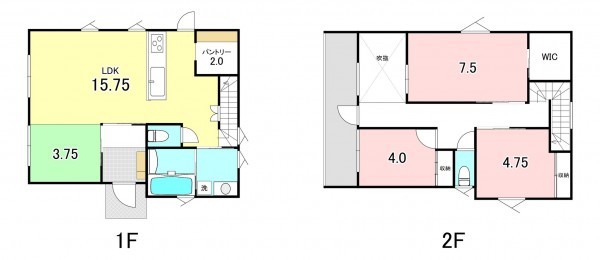 甲府市山宮町、中古一戸建ての間取り画像です