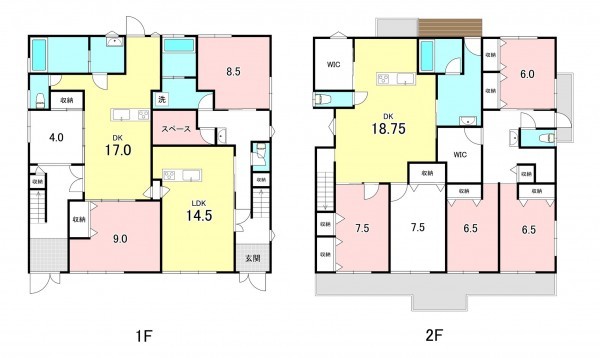 甲府市朝日、中古一戸建ての間取り画像です