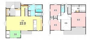 中巨摩郡昭和町河東中島、新築一戸建ての間取り画像です