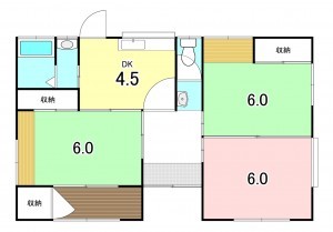笛吹市石和町下平井、中古一戸建ての間取り画像です