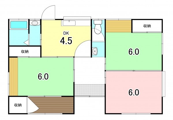 笛吹市石和町下平井、中古一戸建ての間取り画像です