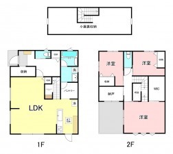 甲府市伊勢、中古一戸建ての間取り画像です