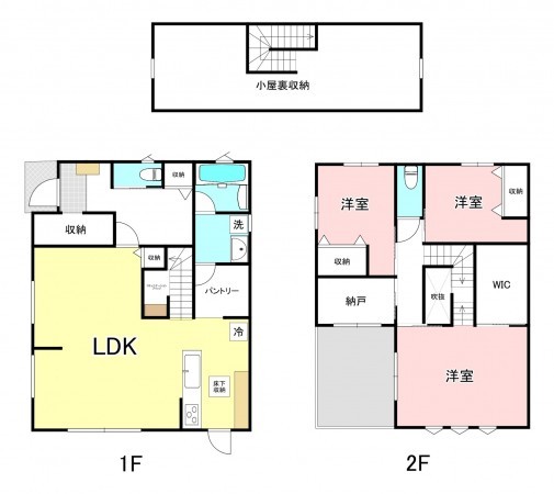 甲府市伊勢、中古一戸建ての間取り画像です