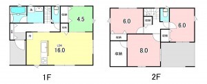 甲斐市竜王、新築一戸建ての間取り画像です